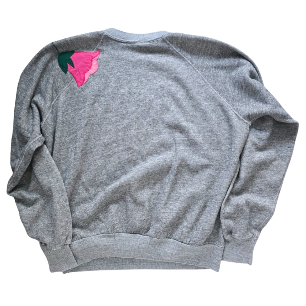 Springfoot Vintage Gray Floral Appliqué Sweatshirt Made in USA Size Large - Picture 5 of 6